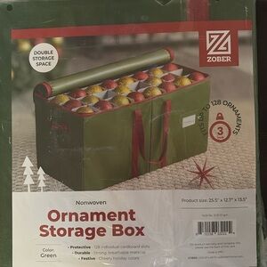 ZOBER Large Christmas Ornament Storage Box - Stores 128 Ornaments W/Dividers